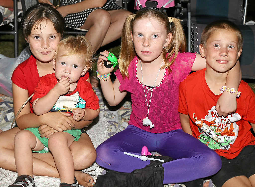 Adele and Finn Schafferius, Evie Batham and Fraser Schafferius have fun at the carols. Adele and Finn Schafferius, Evie Batham and Fraser Schafferius have fun at the carols.
